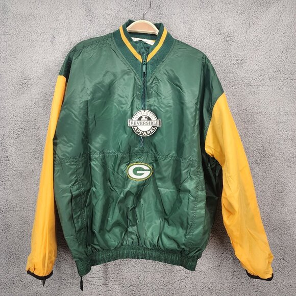 Starter Green Bay Packers Reversible Men's Medium Green/Yellow Pullover‎ Jacket